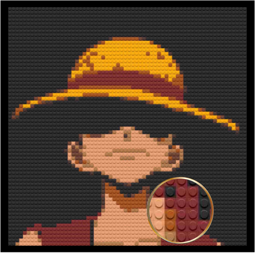 MONKEY D. LUFFY HOME DECOR BRICKED MOSAIC PORTRAIT 20X20