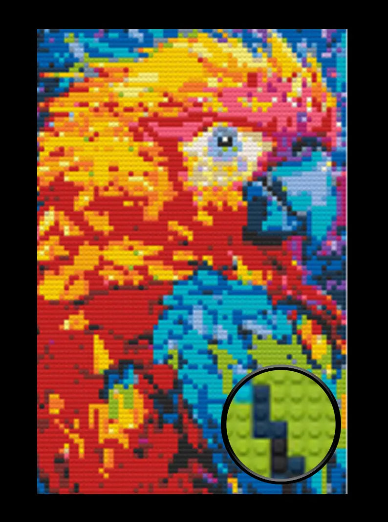 Abstract Parrot Bricked Mosaic Home Decor 20x30" Memobrick