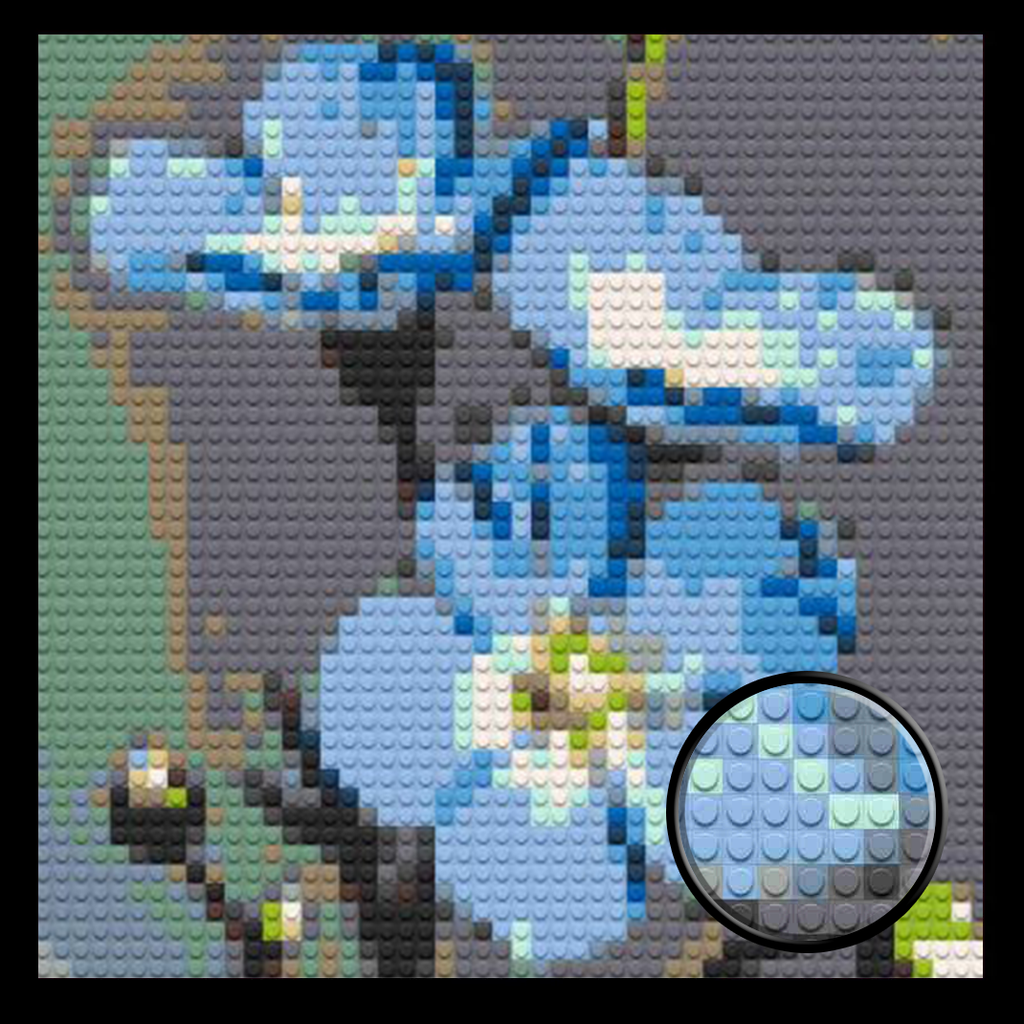 Blue Flax Flower Home decoration Bricked Mosaic Portrait 16x16