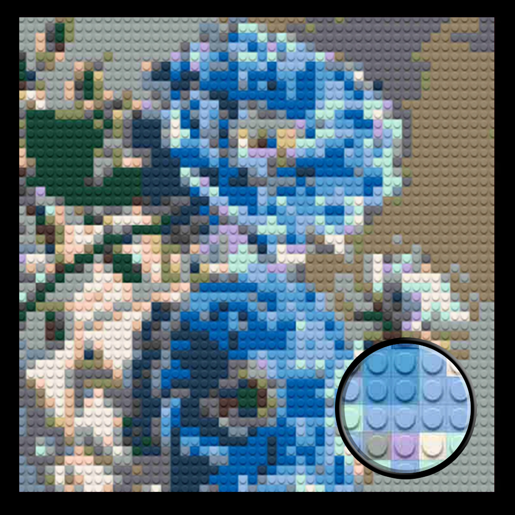 Blue Rose Flower Home decoration Bricked Mosaic Portrait 16x16