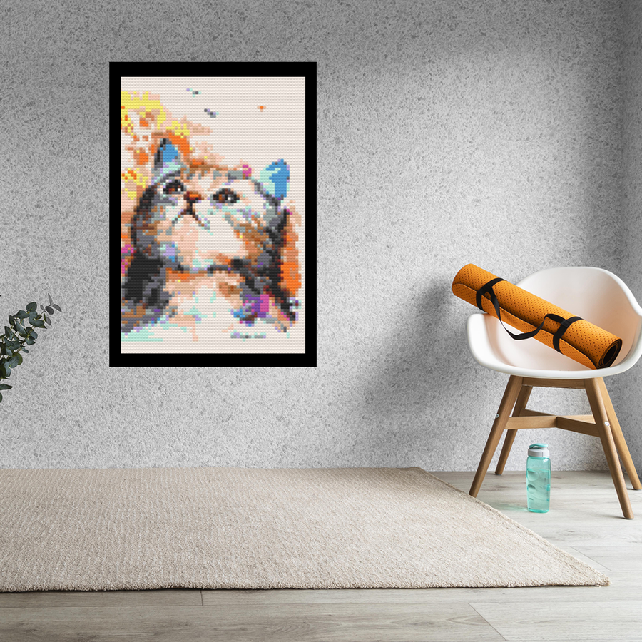 Cat Art Bricked Mosaic Home Decor 20x30