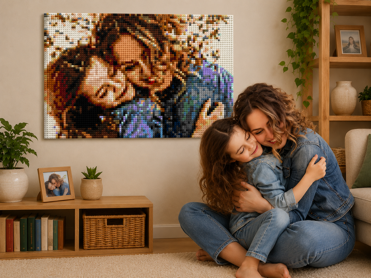 Custom Bricked Mosaic Portrait 30x20" - Memobrick