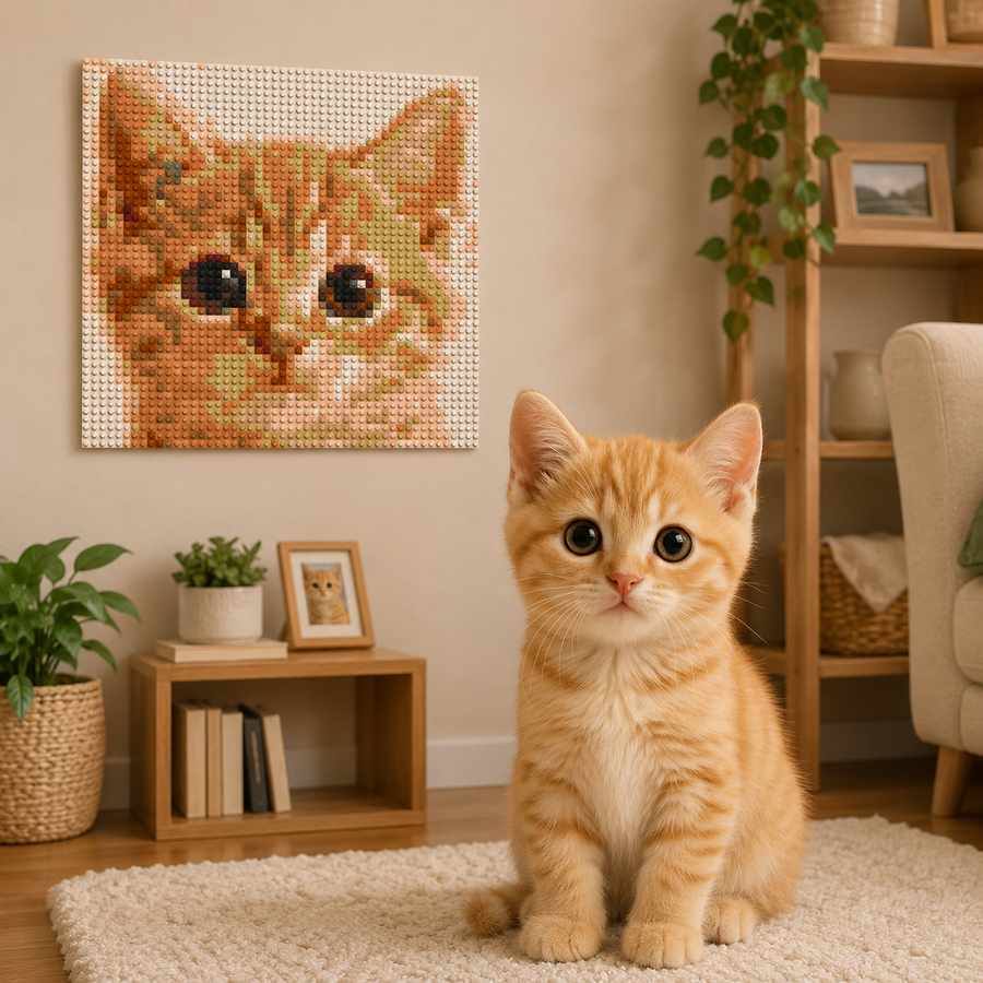Custom Photo Brick Mosaic Portrait 16x16 in - Personalized DIY Photo Gift Kit