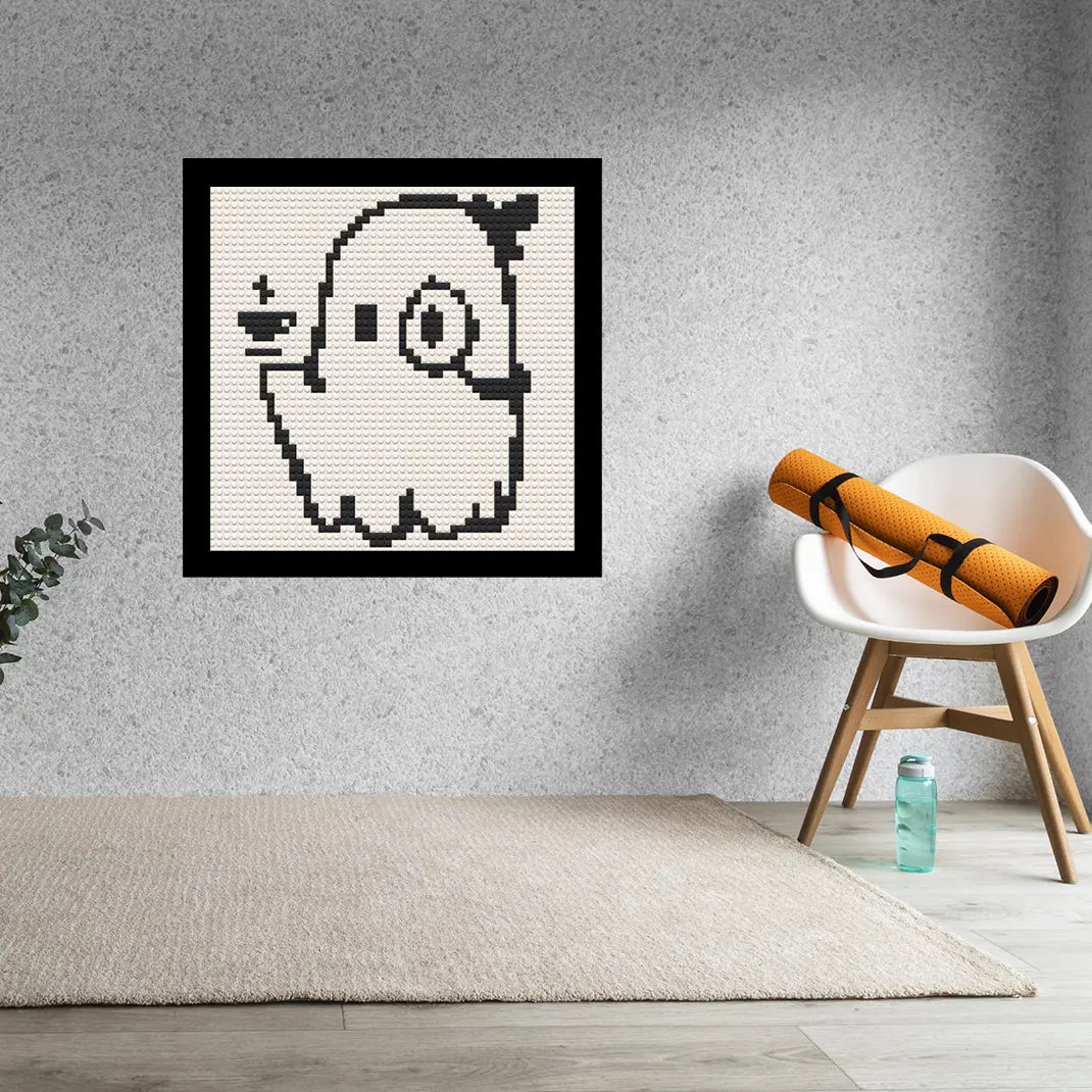 Cute Ghost Decor Art Piece Bricked Mosaic 16x16" Memobrick