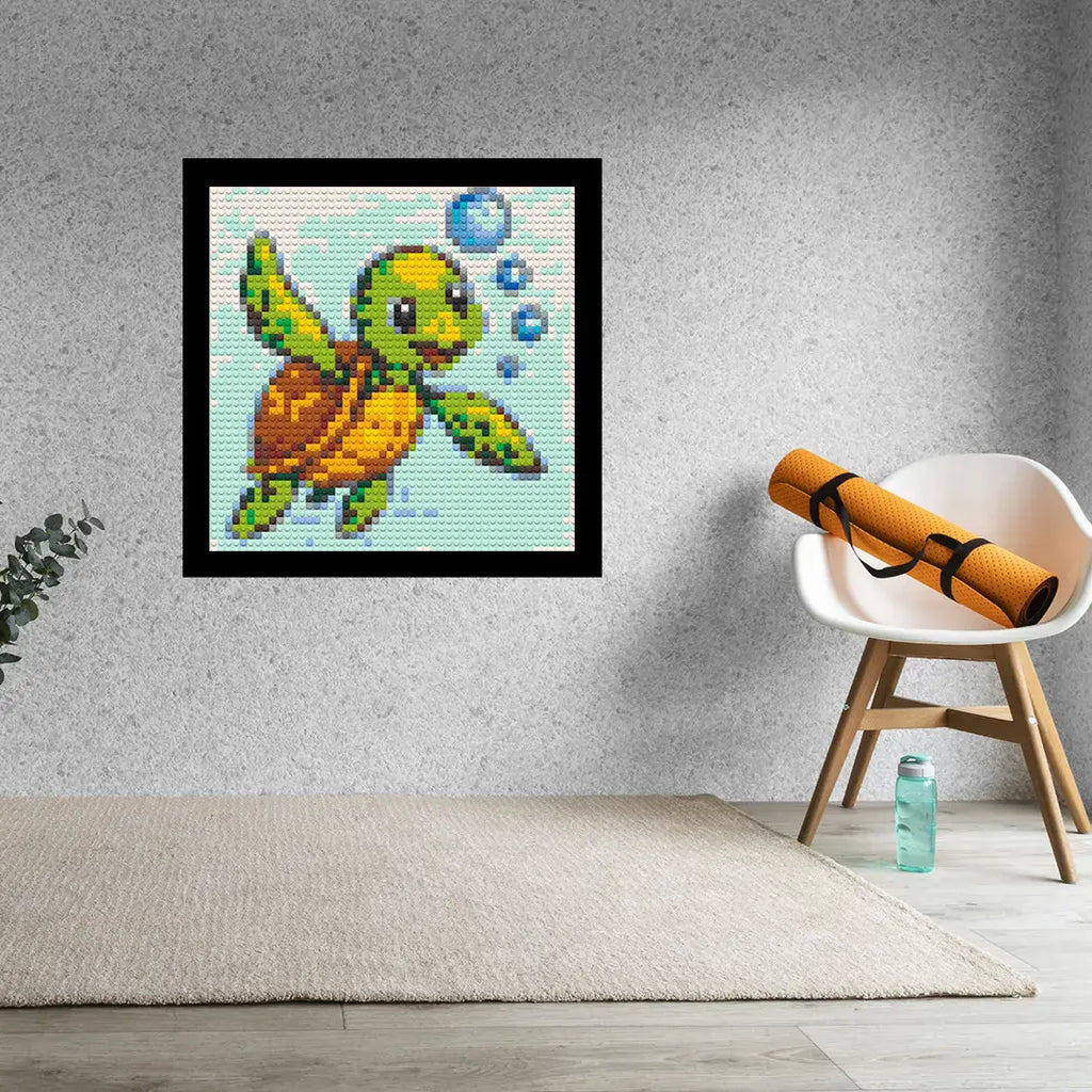 Cute Turtle Home decoration Bricked Mosaic Portrait 16x16"