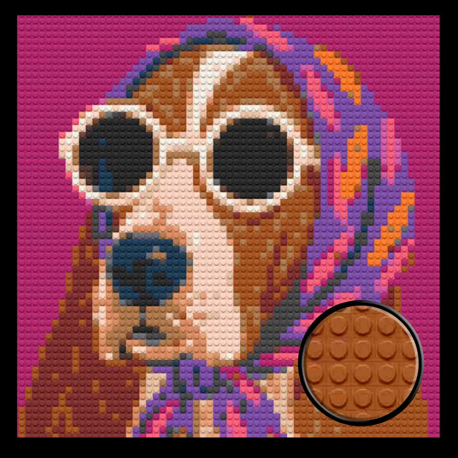 Dog with Sunglasses Home Decor Bricked Mosaic Portrait 20x20