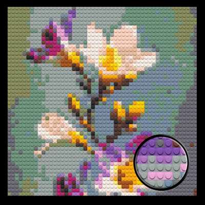 Freesia Flower Home decoration Bricked Mosaic Portrait 16x16"