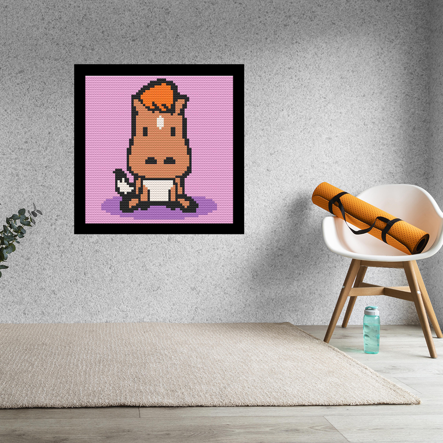 Cute Cartoon Horse Home Decor Bricked Mosaic Portrait 20x20