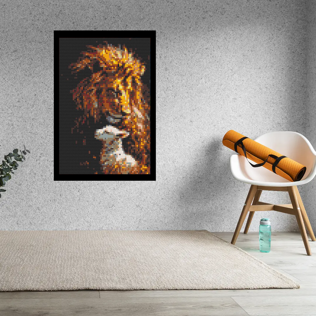 Lion-and-Lamb-Bricked-Mosaic-Home-Decor-20x30