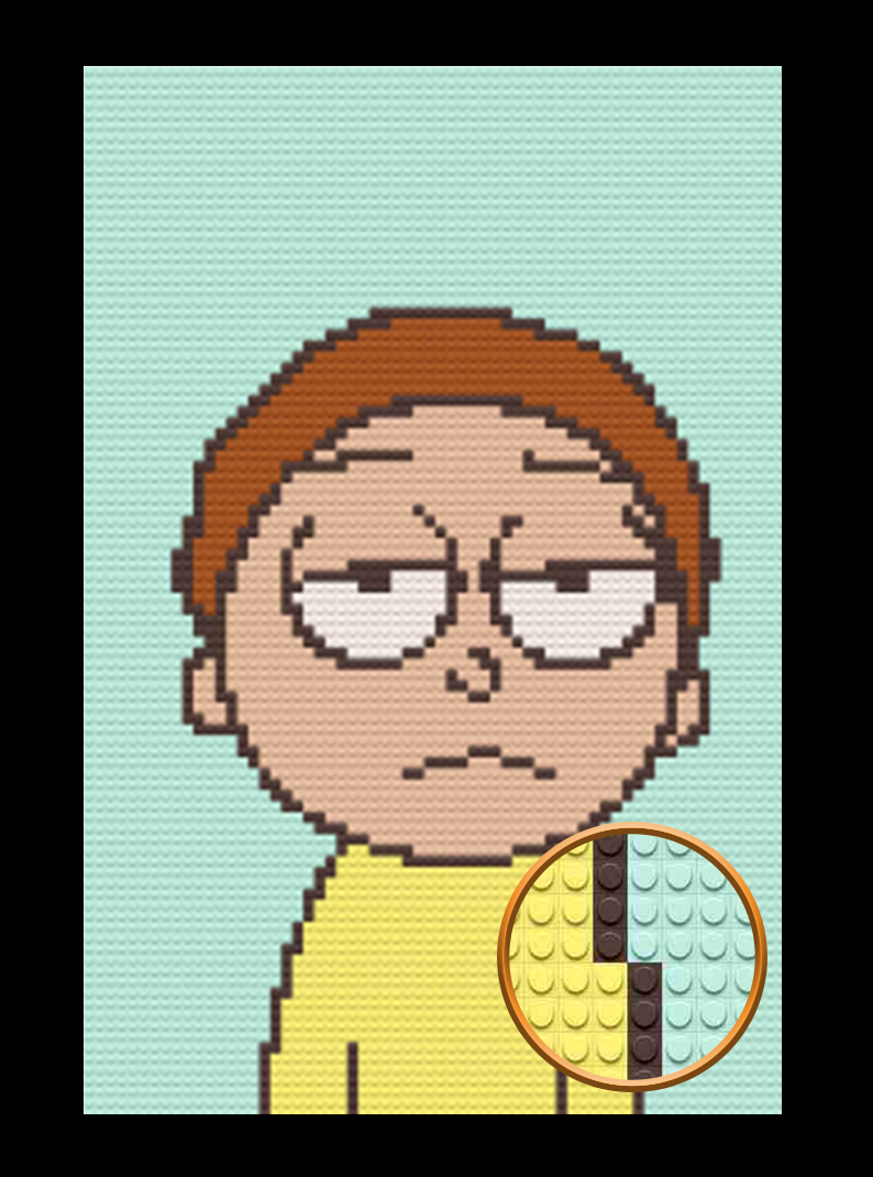 Morty Art Piece Home Wall Decor Bricked Mosaic Portrait 20x30