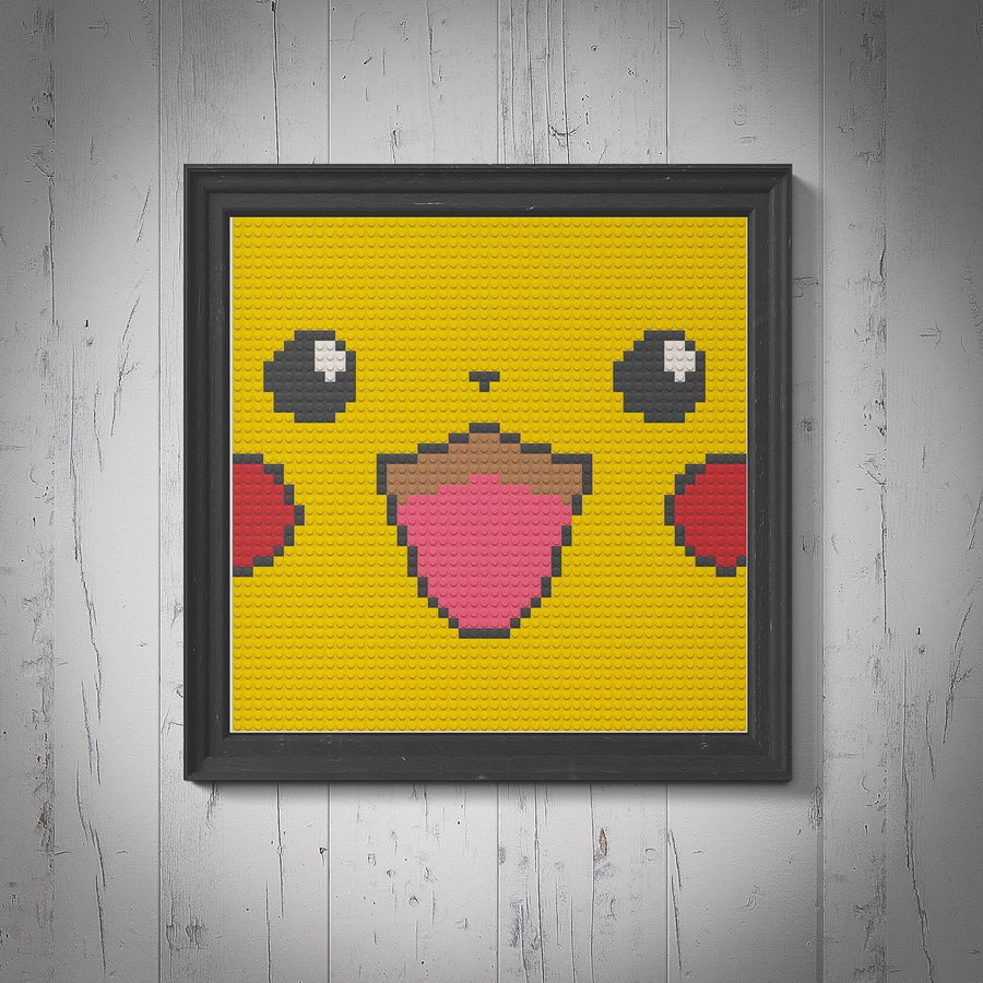 PIKACHU BRICKED MOSAIC PORTRAIT 16X16