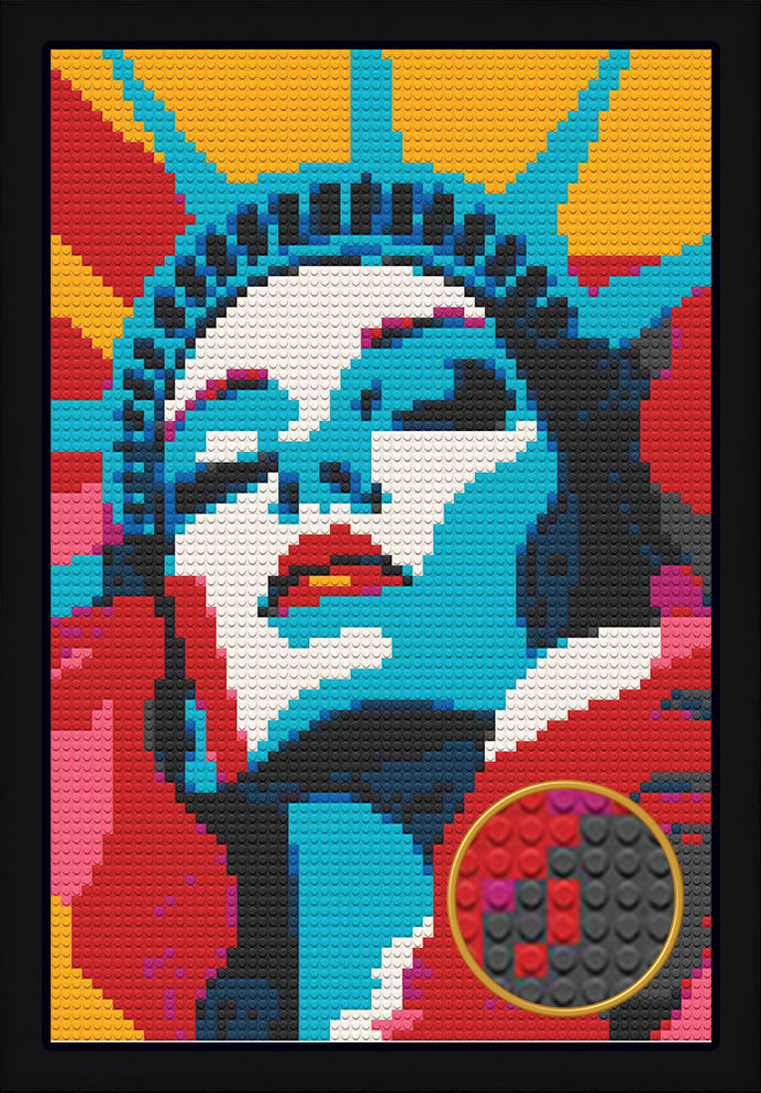 POP ART STATUE OF LIBERTY BRICKED MOSAIC FRAME PORTRAIT 20X30