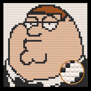 Peter Griffin Home Art Decor Art Piece Bricked Portrait 16x16
