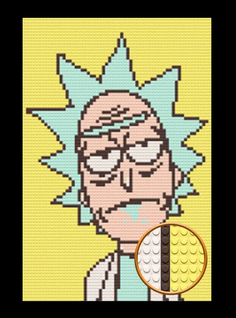 Rick Art Piece Home Wall Decor Bricked Mosaic Portrait 20x30" Memobrick