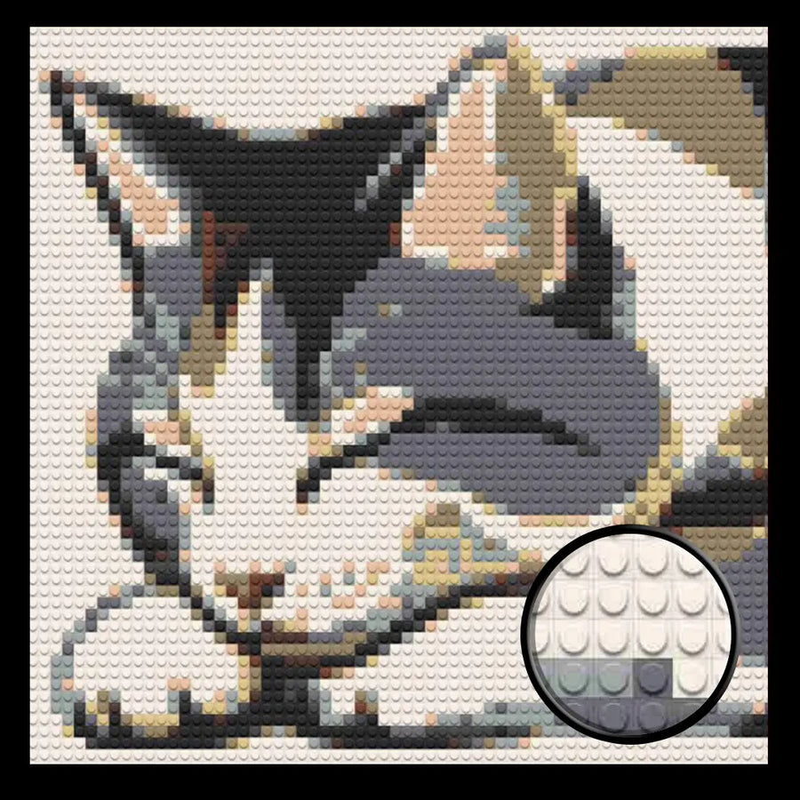 Sleeping Cat Home Decor Bricked Mosaic Portrait 20x20