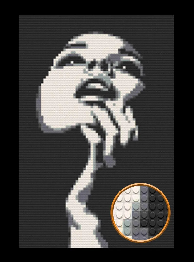 Woman Art Piece Home Wall Decor Bricked Mosaic Portrait 20x30" Memobrick
