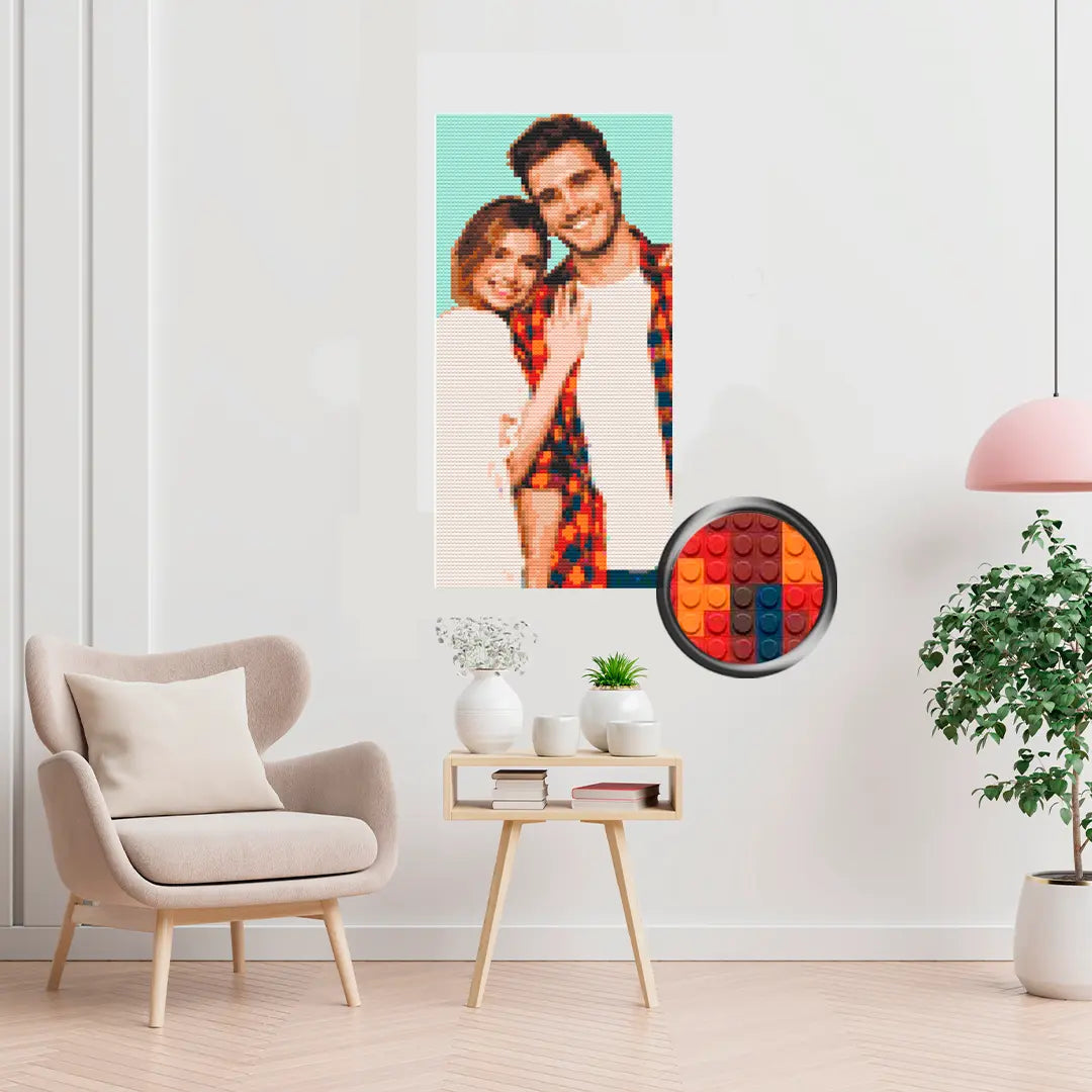 Custom Bricked Mosaic Portrait 20x40" - Memobrick