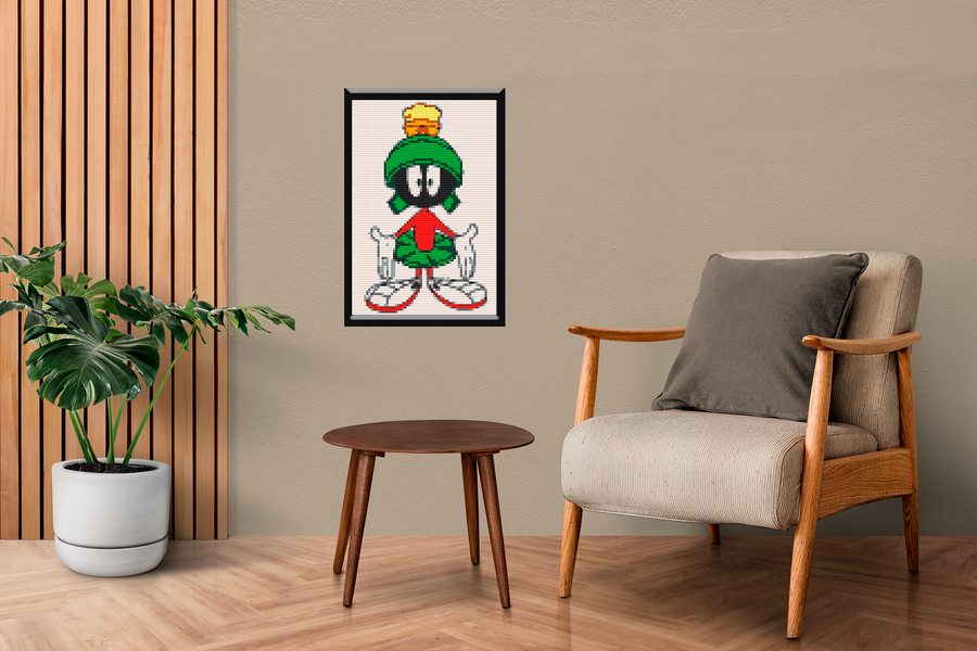 Marvin the Martian Art Piece Home Wall Decor Bricked Mosaic Portrait 20x30