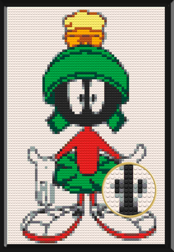 Marvin the Martian Art Piece Home Wall Decor Bricked Mosaic Portrait 20x30